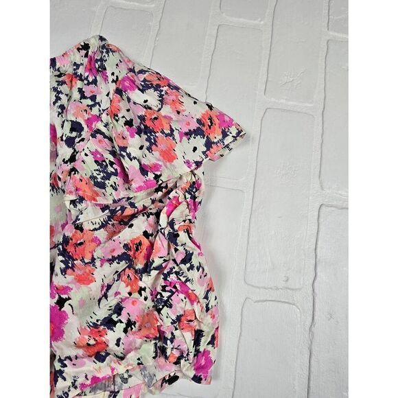 Universal Thread One Shoulder Floral Cropped Blouse  Large - Picture 2 of 4